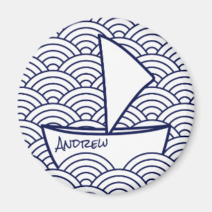 Aimant Bateau sur l'aimant rond de vagues