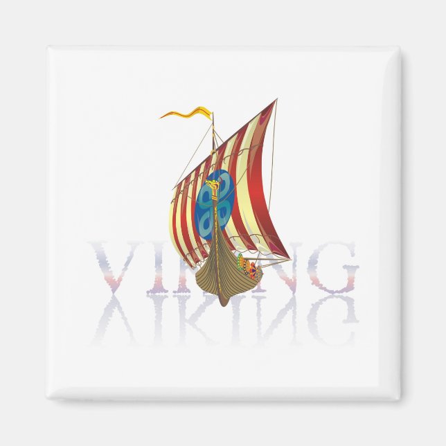 Aimant Bateau viking réfléchissant sur une eau mystérieus (Devant)