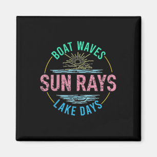 Aimant Bateau Waves Sun Rays Lake Days les années 70 Rétr