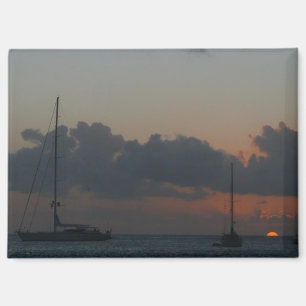 Aimant Bateaux à voile dans Sunset Tropical Seascape