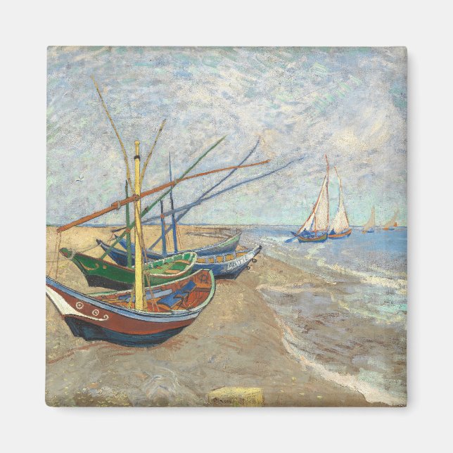 Aimant Bateaux de pêche sur la plage par Vincent Van Gogh (Devant)