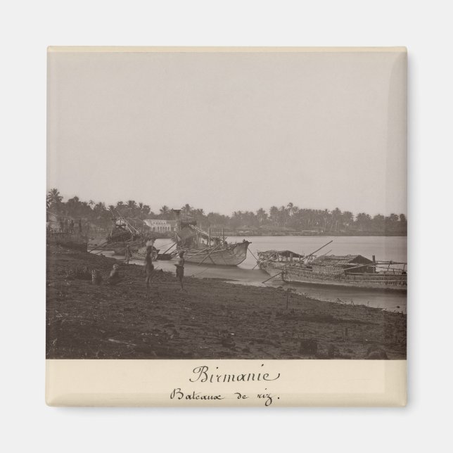 Aimant Bateaux transportant du riz sur la rivière Thanlwi (Devant)