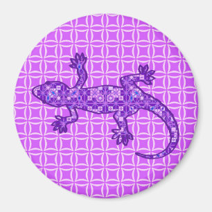 Aimant Batik Tribal Gecko - violet et améthyste violet