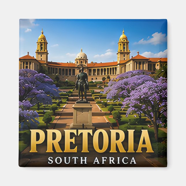 Aimant Bâtiments de l'Union de Pretoria et fleurs de Jaca (Devant)