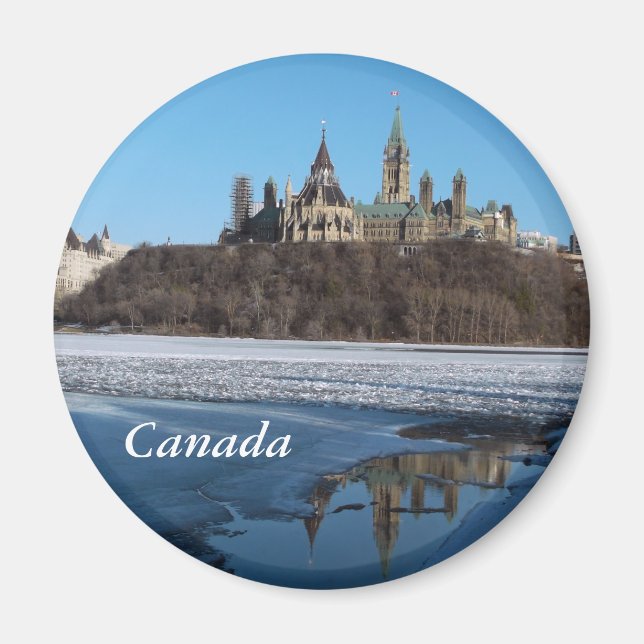 Aimant Bâtiments du Parlement du Canada vue de la rivière (Devant)