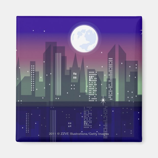 Aimant Bâtiments illuminés la nuit (Devant)