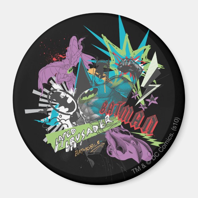 Aimant Batman Caped Crusader Neon Collage (Devant)