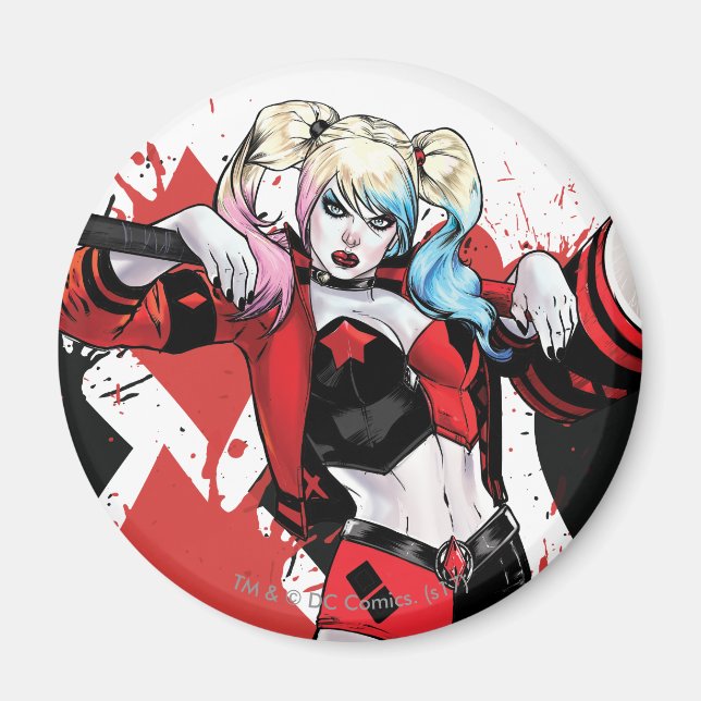 Aimant Batman | Harley Quinn Hearts & Diamonds Splatter (Devant)