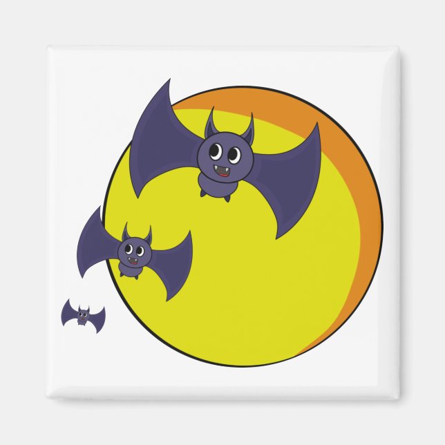 Aimant Bats d'Halloween et belle pleine lune (Devant)