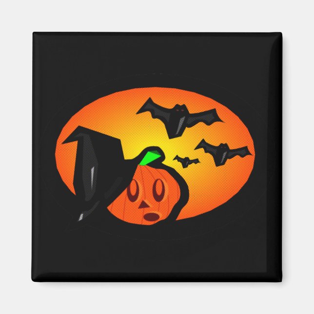 Aimant Bats et Citrouille Jack Orange - Logo demi-ton (Devant)