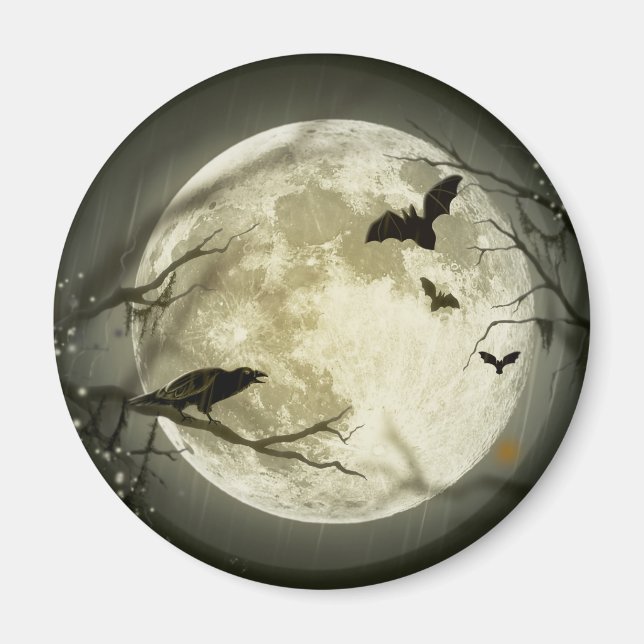 Aimant Bats fly Crow se trouve devant la Pleine lune d'Ha (Devant)