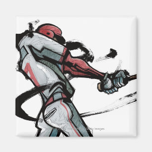 Aimant Batte balançoire du joueur de baseball, vue latéra