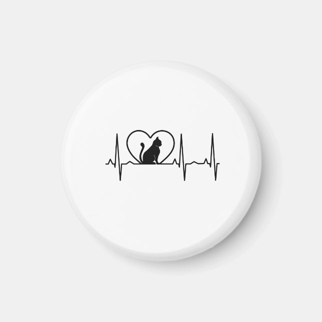 Aimant Battement de coeur de chat avec coeur  (Devant)