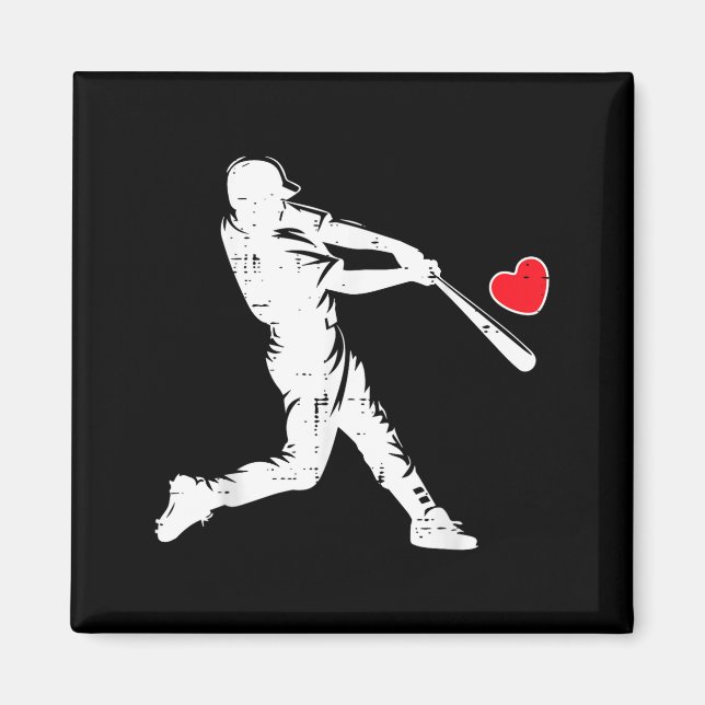Aimant Batter Baseball Silhouette Coeur Saint-Valentin Me (Devant)