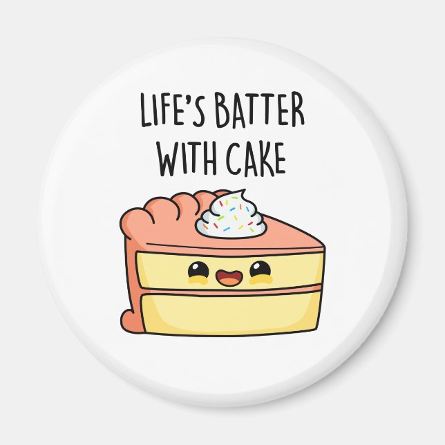 Aimant Batter la vie avec gâteau amusant jeu de gâteau (Devant)