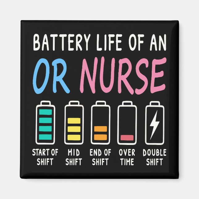 Aimant Batterie de vie d'un graphique d'humour d'infirmiè (Devant)