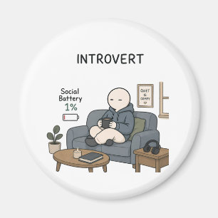 Aimant Batterie sociale d'introverti 1% Mème drôle d'intr