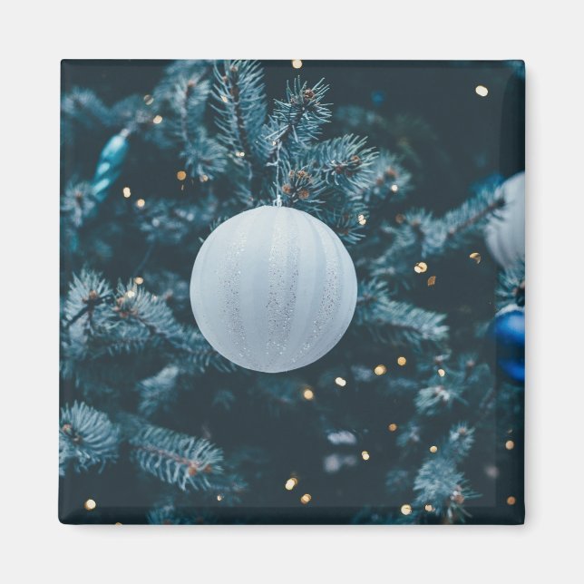 Aimant Bauble de Noël bleu (Devant)