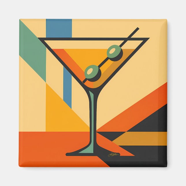 Aimant Bauhaus Martini Lever du Soleil Moderne du Milieu  (Devant)