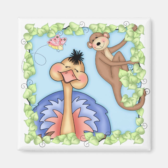 Aimant BaZoPeoples Ollie l'aimant d'autruche (Devant)