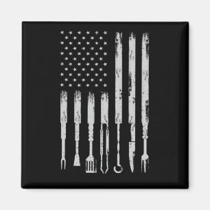 Aimant BBQ Design Fumer Barbecue USA Drapeau