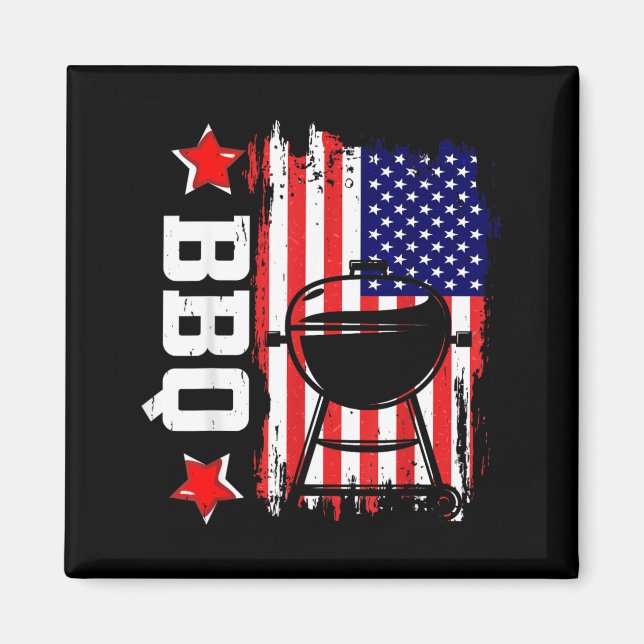 Aimant BBQ Drapeau Américain Patriote Maître du Grill (Devant)