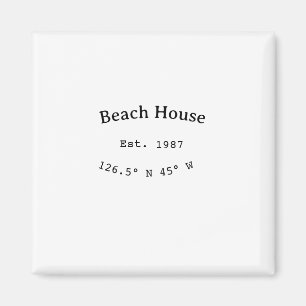 Aimant Beach house et. Date année coordonnées personnalis