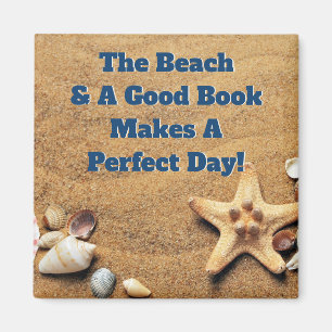 Aimant Beach Sand Sea Shell Good Book Club Bibliophile