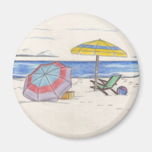 Aimant BEACH UMBRELLAS (rond) (Devant)