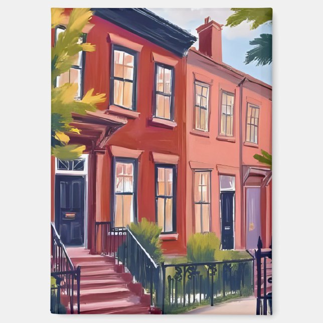 Aimant Beacon Street Boston Massachusetts Aquarelle (Recto)