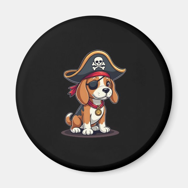 Aimant Beagle Costume de pirate Jolly roger Drapeau Croix (Devant)