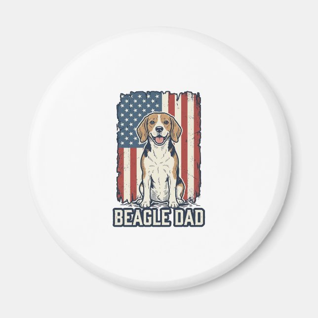 Aimant Beagle Dad Patriotic Vintage Engraving Dog Design_ (Devant)