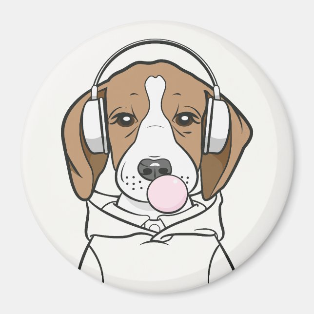 Aimant Beagle de refroidissement avec Bubblegum mignon ch (Devant)