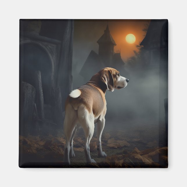 Aimant Beagle Halloween effrayant (Devant)