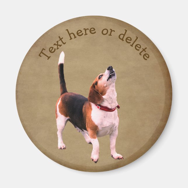 Aimant Beagle Hurleur Mignon Personnalisé (Devant)