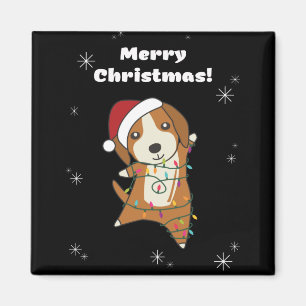 Aimant Beagle Joyeux Noël Animaux d'hiver Chien