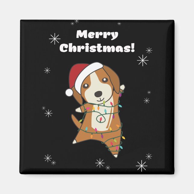 Aimant Beagle Joyeux Noël Animaux d'hiver Chien (Devant)