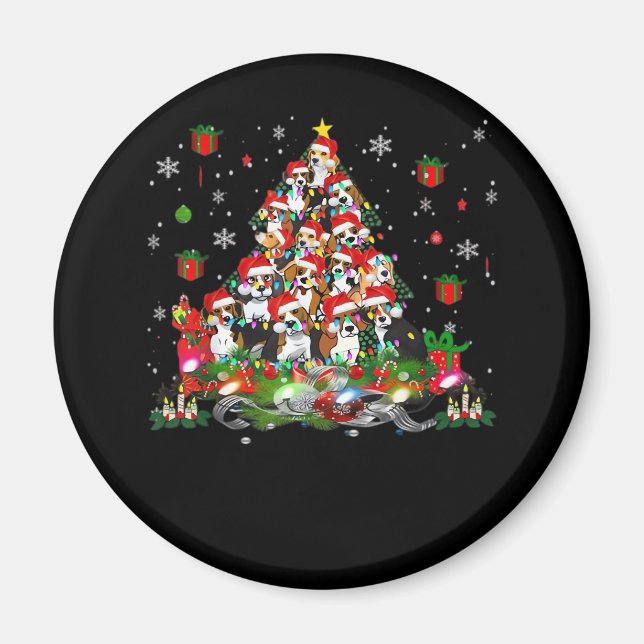 Aimant Beagle Noël Drôle Tee - shirt Beagle Xmas Tree Chi (Devant)