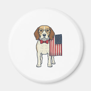 Aimant Beagle patriotique avec drapeau vintage vector art