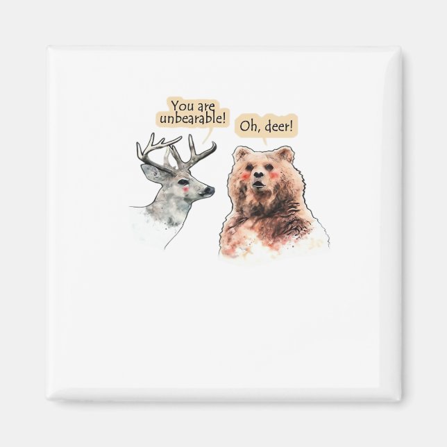 Aimant Bear And Deer Conversation Funny Wildlife Design  (Devant)