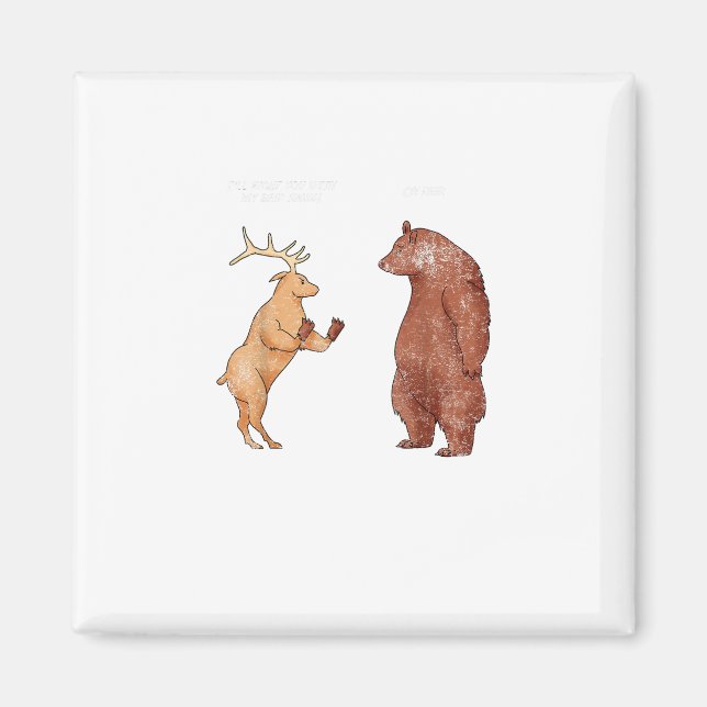 Aimant Bear Hands Oh Deer Funny Sayings Pun Gift  (Devant)