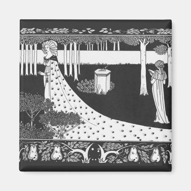 Aimant Beardsley Art Nouveau Femme noire et blanche (Devant)