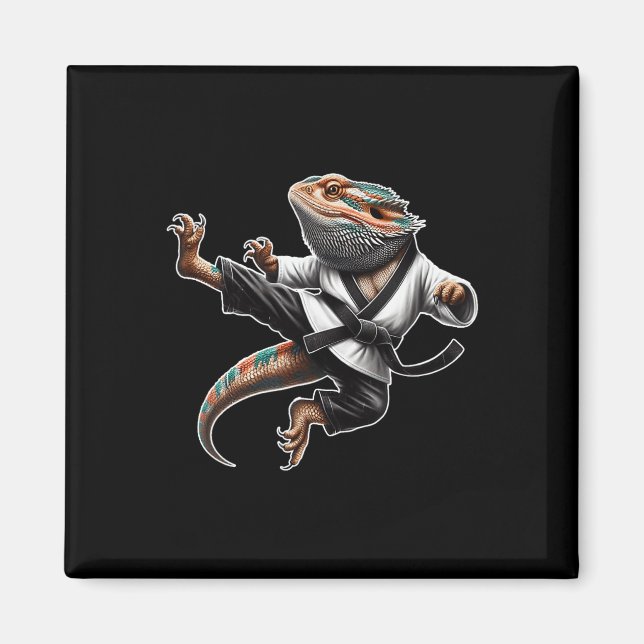 Aimant Bearé Dragon Flying Kick Pose Karate Samurai Nin (Devant)