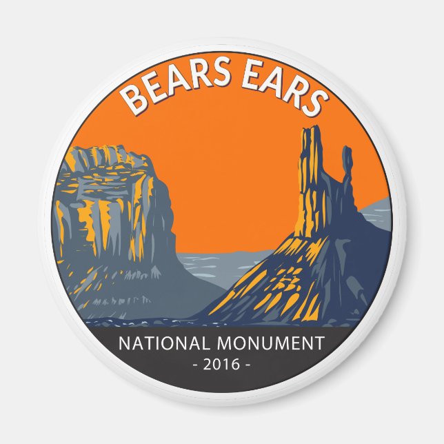 Aimant Bears Ears National Monument Utah Vintage (Devant)
