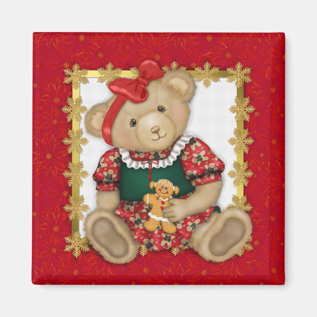 Aimant Beary Joyeux Noël -Girl Teddy (Devant)