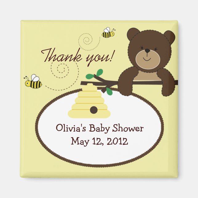 Aimant Beary Sweet Bear & Bee Baby shower Favoriser l'aim (Devant)