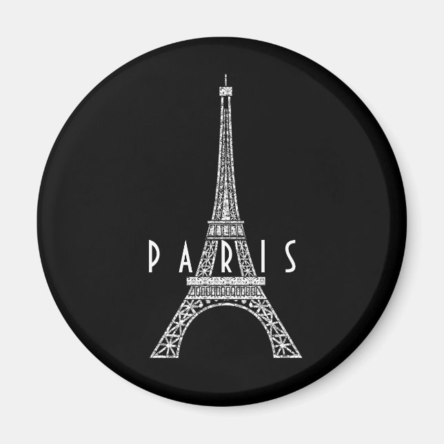 Aimant Beau blanc France Paris Tour Eiffel Bouton (Devant)