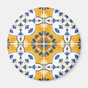 Aimant Beau bleu et jaune Azulejo portugais