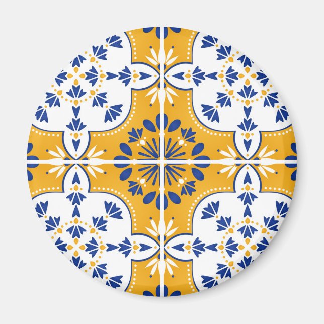 Aimant Beau bleu et jaune Azulejo portugais (Devant)