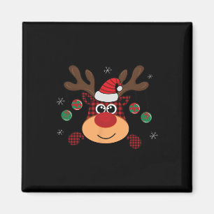 Aimant Beau Buffle Rouge d'hiver Plaid Leaping Deer